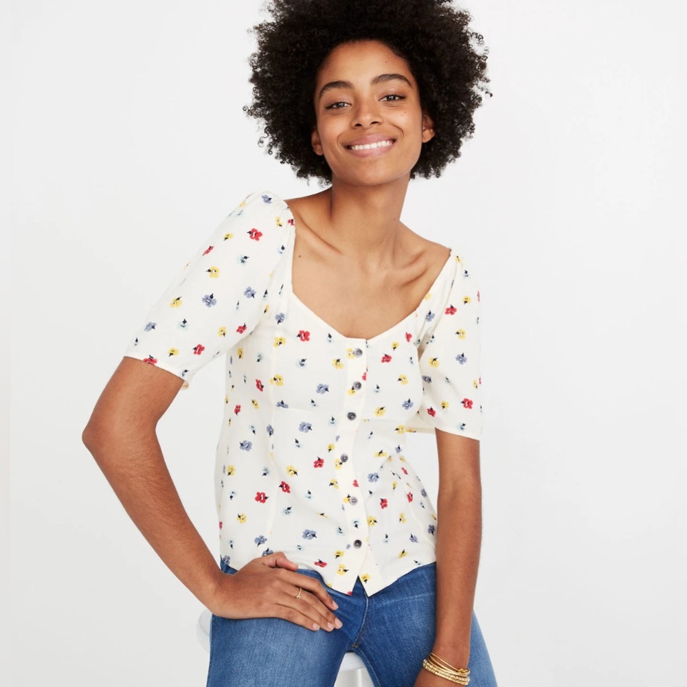 Madewell Seamed Button-Down Shirt in Confetti Floral